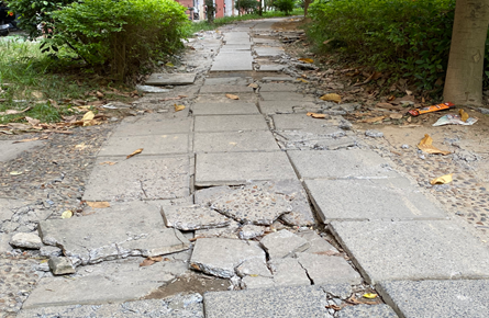 小區人行道破損嚴重